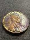 1947-D Lincoln Wheat Cent Multi Color Toning BU GEM MINT STATE Coin LCC50