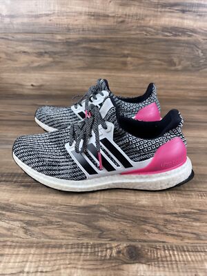 Adidas UltraBoost J Sneaker Running Shoe White Black Pink B43508 Size 6.5