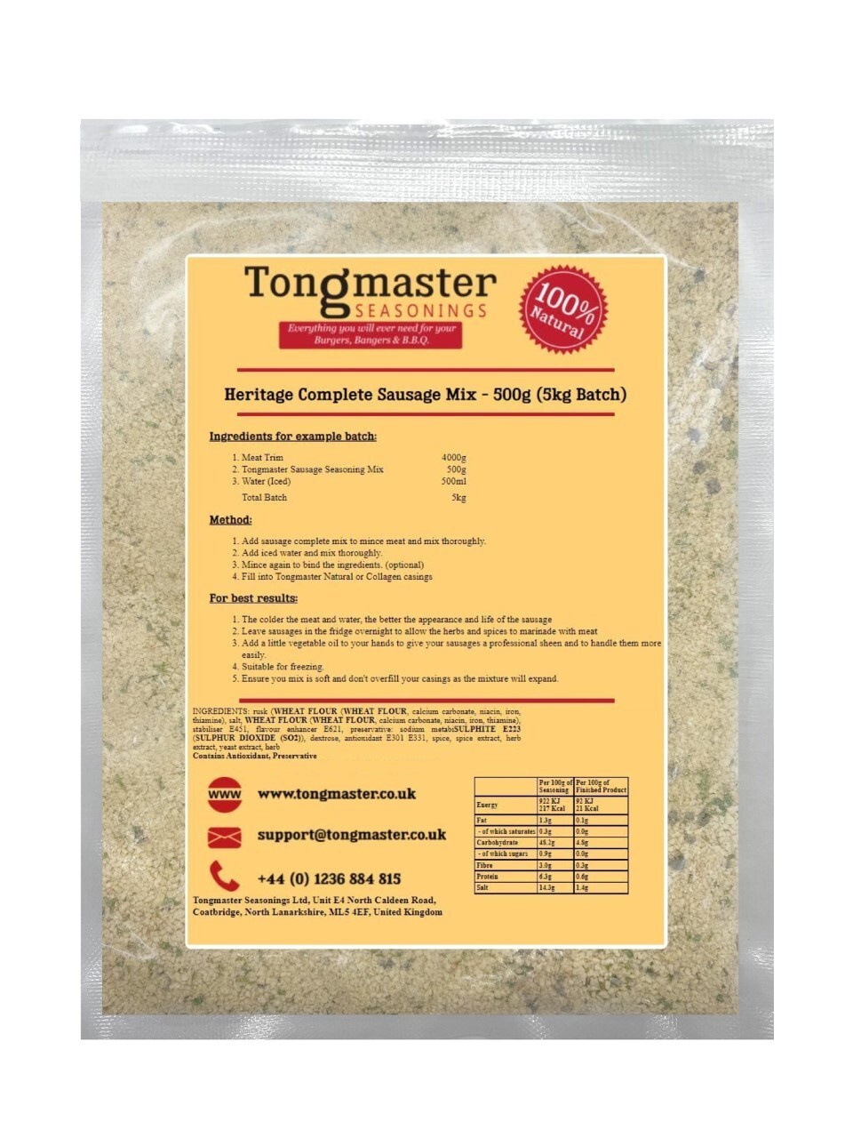 Heritage Complete Sausage Mix - 500g (5kg Batch)