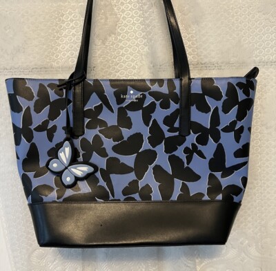 Butterfly Small Tote Bag Navy Women\'s Bag City Tote With Lovely Butterfly Print (Midnight Navy Multi  main image 3