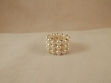 Genuine Pearl 3 Row Sterling Silver Bead Ring sz 6 18mm