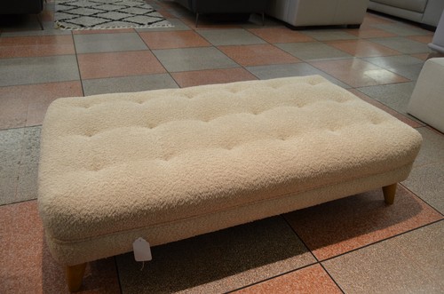 Laze Footstool Large Ottoman Foot Stool in Teddy Oat Fluffy Fabric - Picture 4 of 14