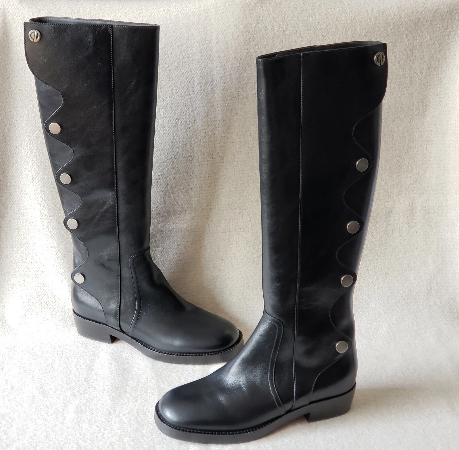 Christian Dior 36,5 6,5 Diorodeo équitation grand cuir genou bottes noires chaussure