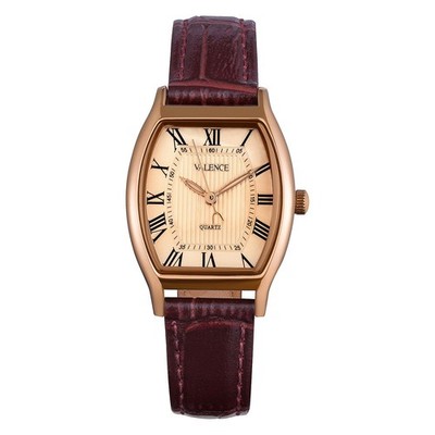 Valence Vintage Brown Leather Watch for Women, Minimalist Small Wrist brown