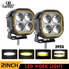 Pair 2.2'' White/Yellow Dual Color Mini LED Projector Lens Driving Fog Light Kit