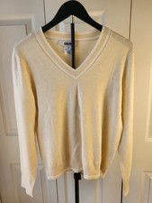 DKNY Womens Varsity V-Neck Sweater Size Medium Color Turtle Dove