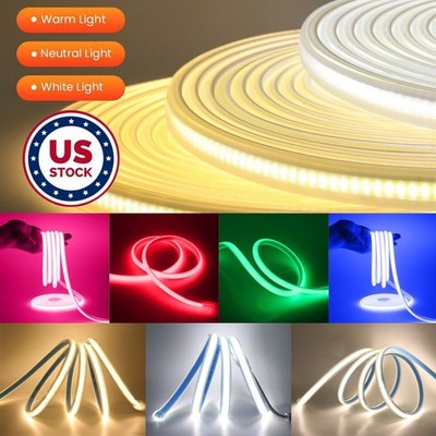AC110V 480Leds/m Waterproof COB LED Strip Outdoor High Voltage Brightness USA