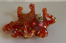 HAND BLOWN GLASS GLITTER OCTOPUS ORNAMENT 4  