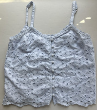 Abercrombie Fitch light blue eyelet lace cami top sz XS festival coquette
