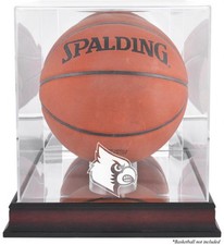 Louisville Cardinals Mahogany Antique Finish Basketball Case & Mirror Back