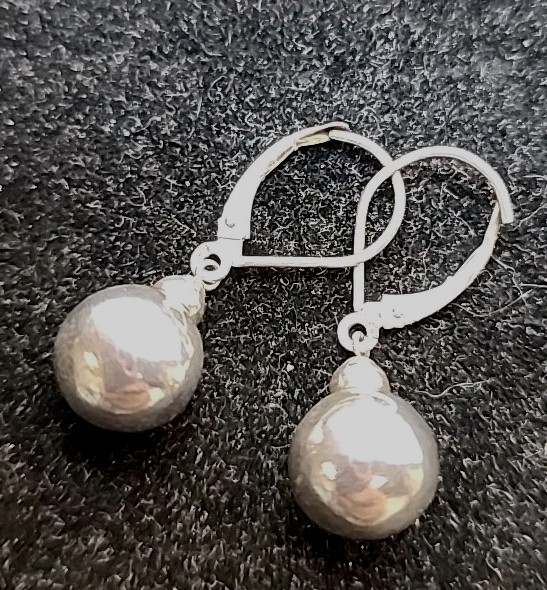 Vintage Solid Sterling Silver Ball Modernist Drop… - image 3