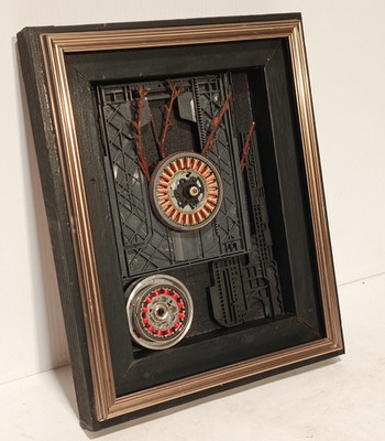 Original Found Object Assemblage Art Piece, Approx. 16'' H x 10'' W, Unsigned
