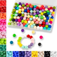120 Pcs Silicone Beads 24 Colors 15 mm Silcone Beads for Keychain/Bracelet/Pens