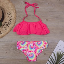 Girls Bikini Set Printed Ruffle Two Piece Swimwear Kids Summer Beach Swimsuit