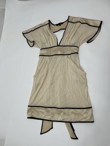 Y2K Urban Behaviour Beige Black Wrap Dress Size Medium