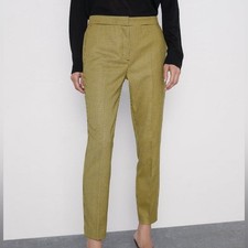 Zara Pantaloni dritti alla caviglia a quadri a quadri a quadri giallo nero conici M