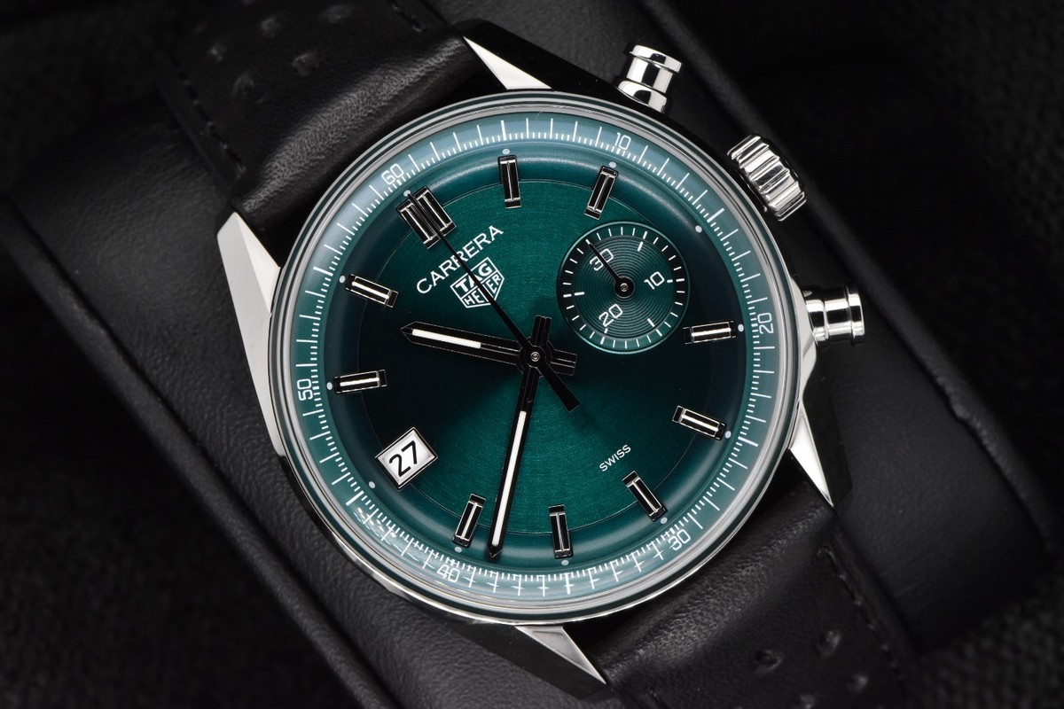 Tag Heuer Carrera Chronograph 39mm Glassbox Green Dial CBS2211-0
