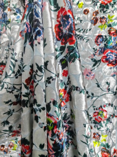 Silk velvet Misty Jade Polka dot Flock print Oriental elements layer texture - Picture 14 of 14