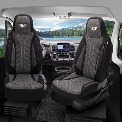 Pilot Wohnmobil Sitzbezüge passend für Hobby Vantana Camper (Schwarz-Anthrazit)