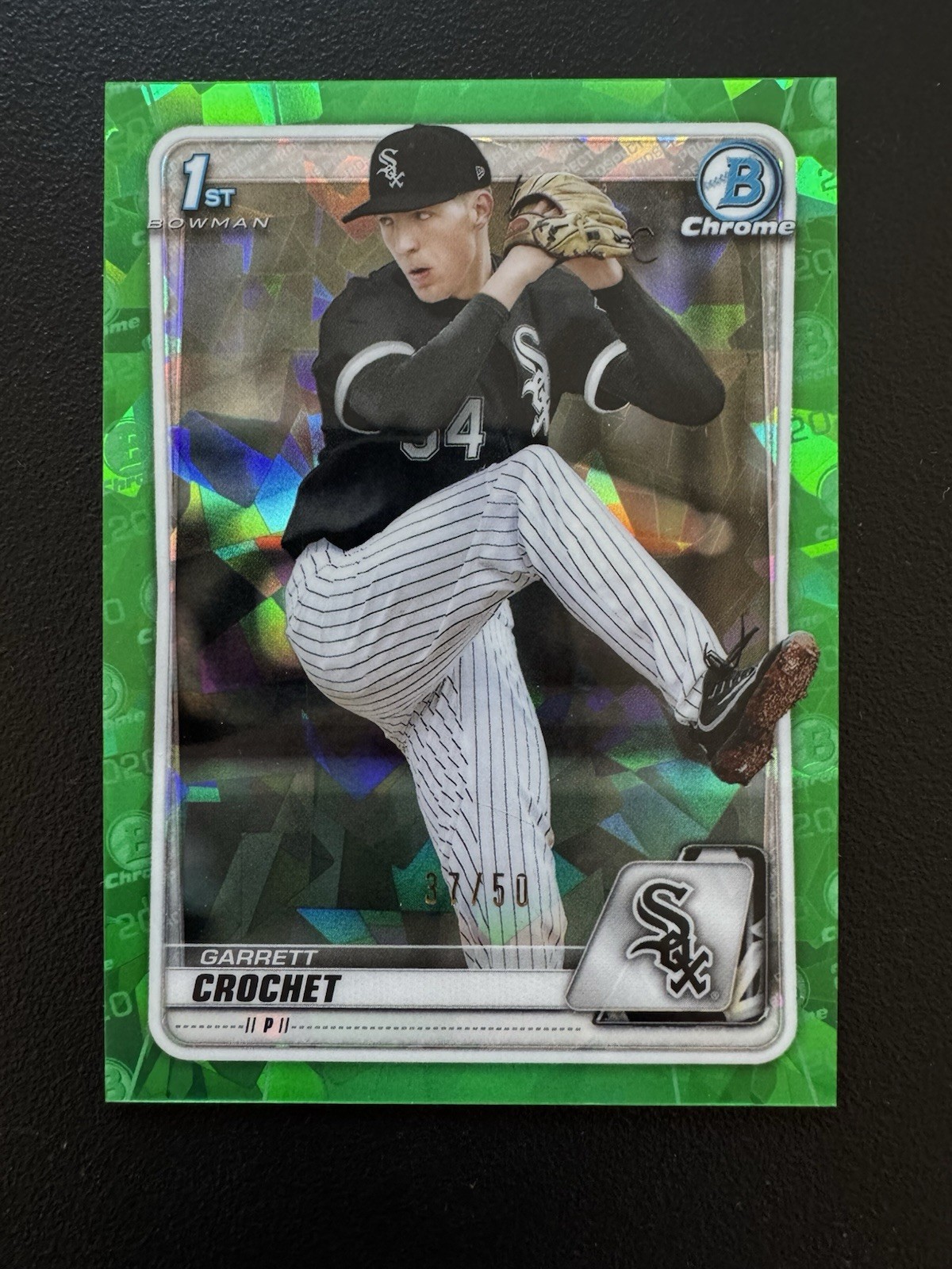 2020 Bowman Draft Chrome Sapphire  Garrett Crochet #BD95 GREEN 1st Bowman /50