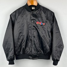 Vintage Hilton Satin Jacket Mens L Black ShaBooms Snap Bomber USA Rockabilly 80s