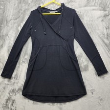 Athleta Unwind Sweatshirt Dress Women S Black Long Sleeve Hoodie Mini Athleisure
