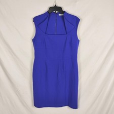 Marc New York Dress Womens 14 Blue Sleeveless Collared Pencil Sheath Back Zip