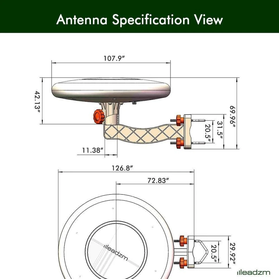 150 Miles 360° Omni-directional Amplified TV Antenna Digital HDTV Leadzm New - Image 3 of 4
