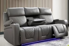 Florida 3 Seater Black/Grey or Brown Electric Recliner Sofa-  USB charge,LED str