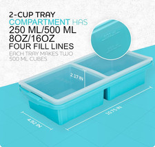 Silicone Freezer Tray Lid-Soup Container Molds-Large Ice Cube Set Makes 4 Cubes