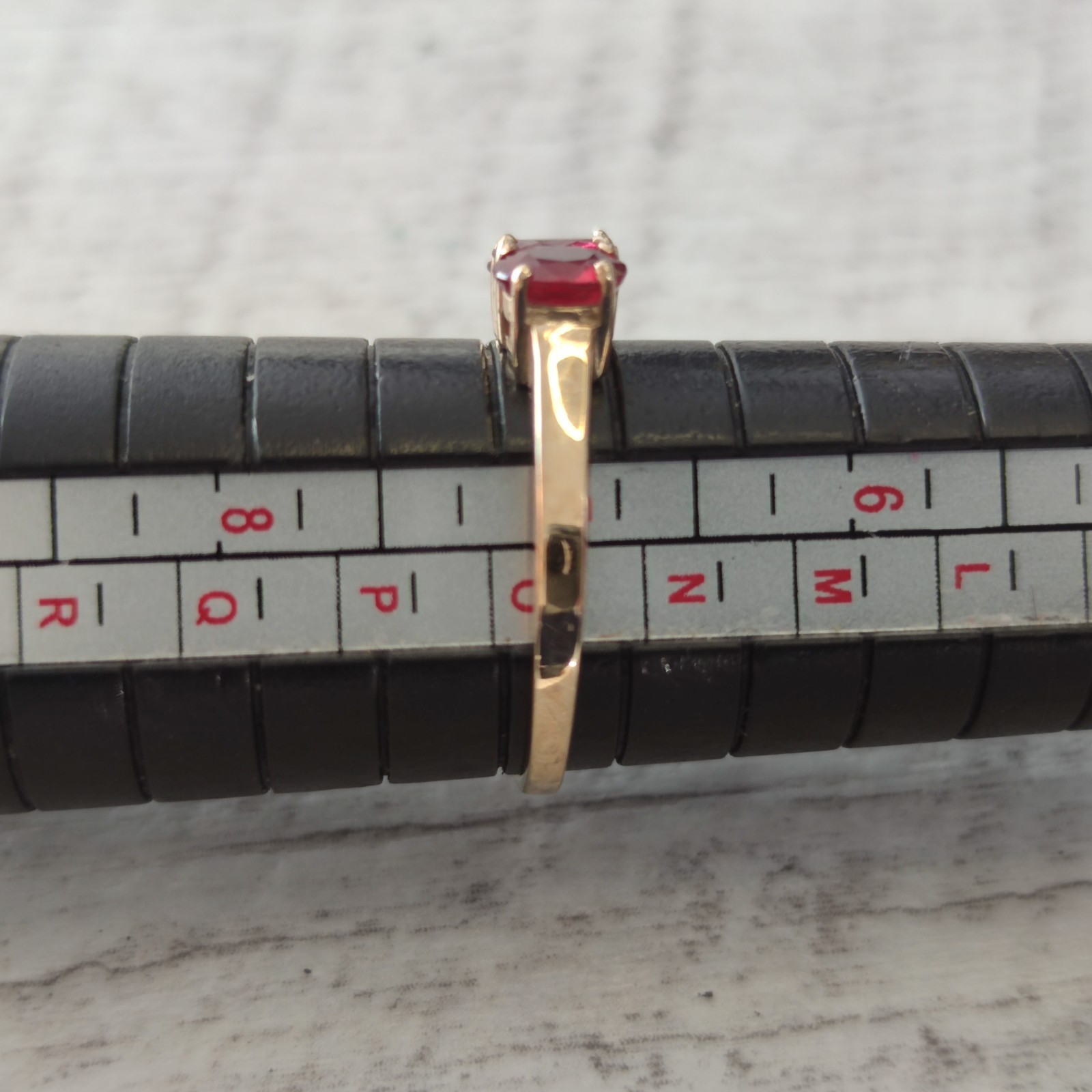 9ct Gold Ring Rubellite Authentic Gold Hallmark Size N 1/2 image 8