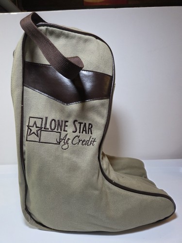 Lone Star AG Credit Boot Bag Canvas Tan/Brown Zippered Boot-Shaped Carrier