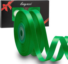 Double Faced Green Satin Ribbon 1/4" x 50 Yards - Perfect for Crafting 