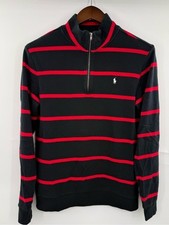 Polo Ralph Lauren Boys XL 18-20 Quarter Zip Pullover Black Red Stripe Cotton