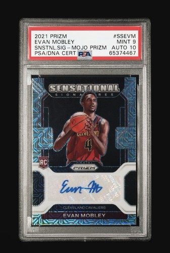 2021 PANINI PRIZM SENSATIONAL SIGNATURES EVAN MOBLEY MOJO PRIZM ROOKIE RC PSA 9