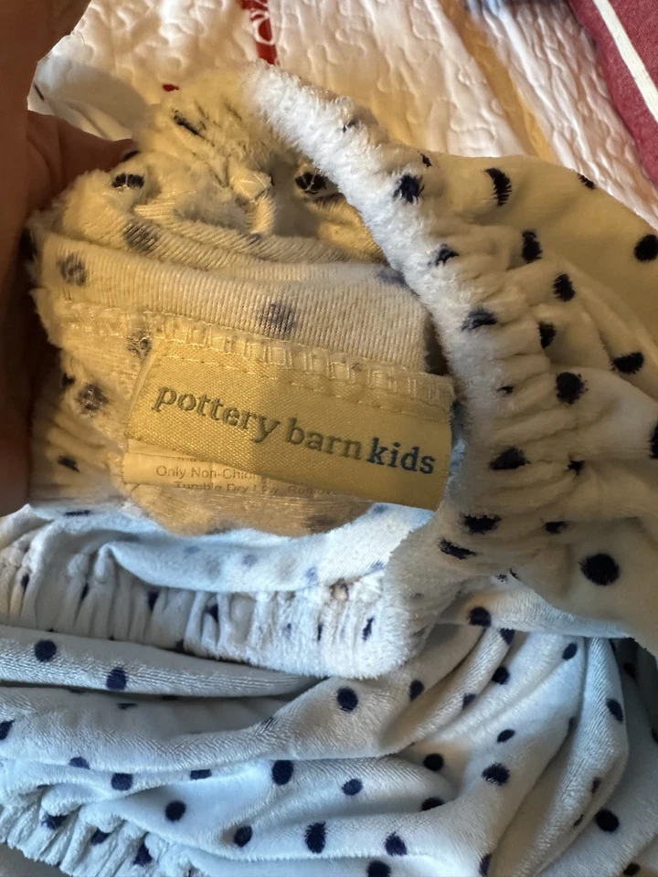 Pottery Barn Kids Flannel Fitted Crib Sheet 100% Cotton Polka Dot - Image 2 of 3