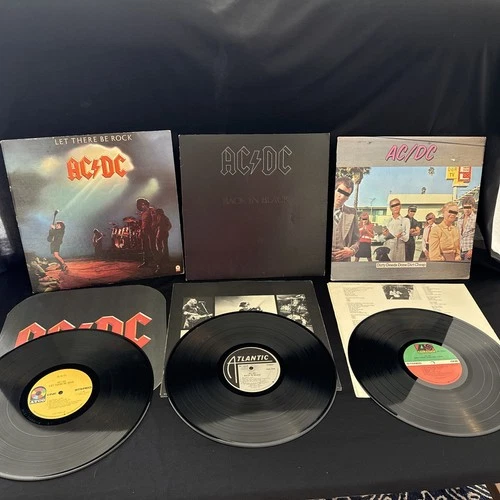 1st press - AC/DC - 3 LP Lot - Dirty Deeds + Back in Black + Let There Be Rock