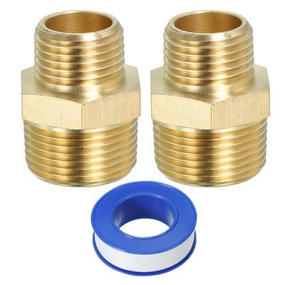 Massiver Messing Rohrverschraubung Gewindeadapter, 2er Pack 1/2'' NPT x 3/4'' NPT