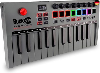 Go 25 Key USB & Bluetooth MIDI Keyboard Controller With 8 Backlit Drum Pads, 8 K