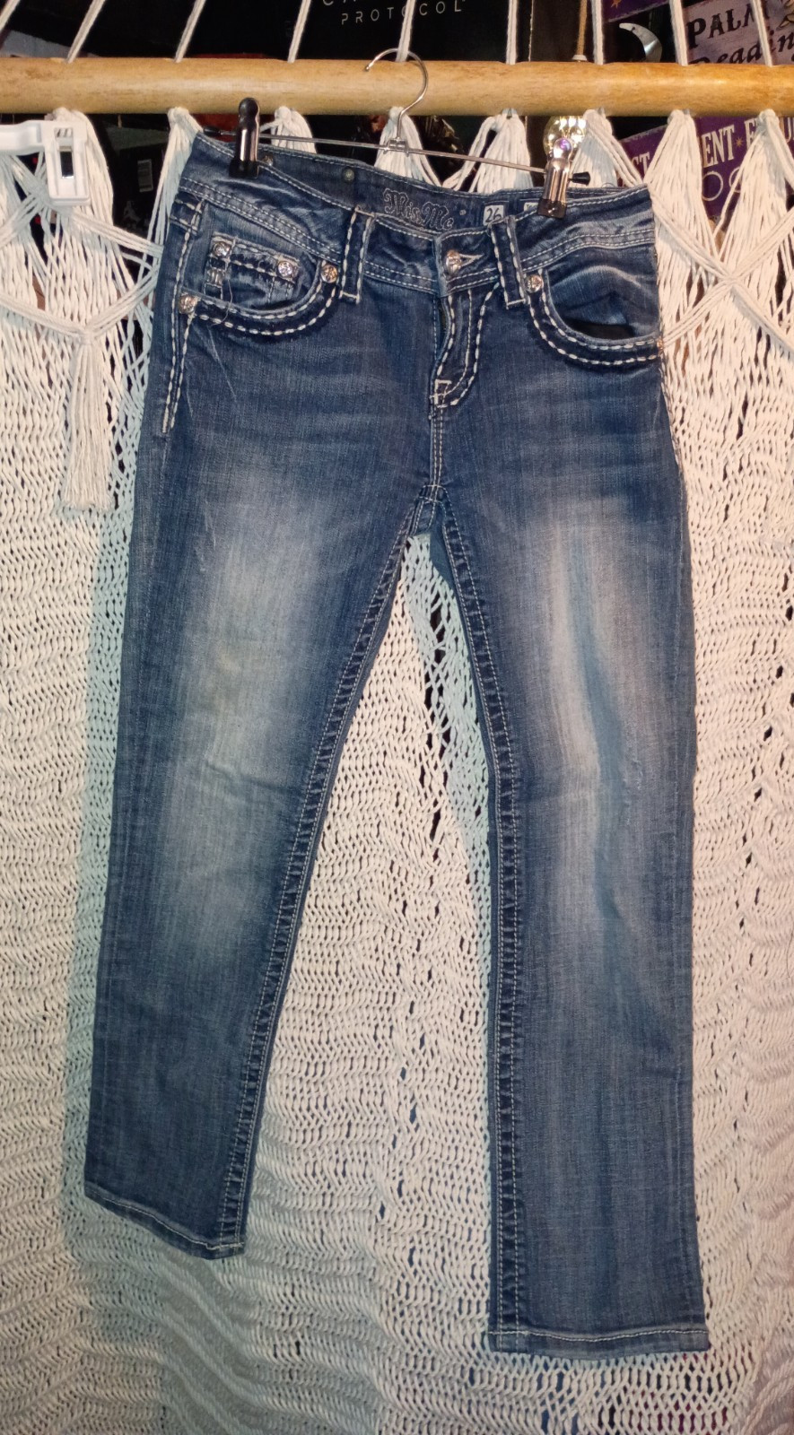 Miss Me Women's Blue Medium Wash Skinny Jeans Rhinestone size 26