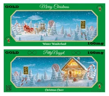 1/10 Gram Bar .9999 Fine Gold Christmas Winter Wonderland Gift