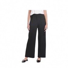 A New Day Pants Black Wide Leg Elastic Waist Pleated Trousers Preppy Size Medium