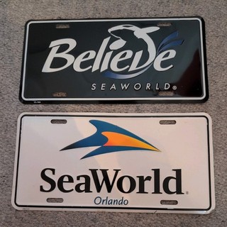 SeaWorld Believe lot of 2 license Plates from Florida