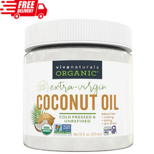 Viva Naturals Organic Coconut Oil Unrefined, Cold-Pressed Extra Virgin 16 fl oz.