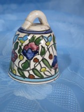 Keramik Glocke Tischglocke handbemalt Blumenmuster Italien H 9 cm