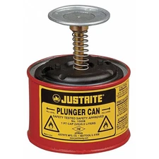 Justrite 10008 Plunger Can, 1 pt., Galvanized Steel, Red