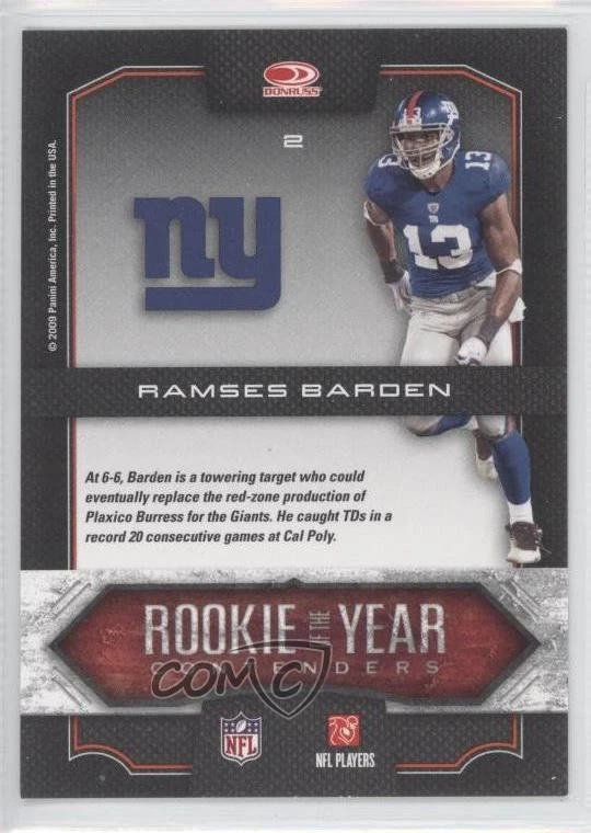 2009 Playoff Contenders Rookie of the Year Contenders Ramses Barden #2 RC - Image 2 of 2