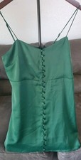 Urban Outfitters Moss Green Satin Slip Mini Dress V-Neck Spaghetti Straps Sz S