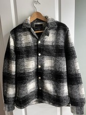 AllSaints Plaid Wool Blend Shacket Men  s Small Black Cream