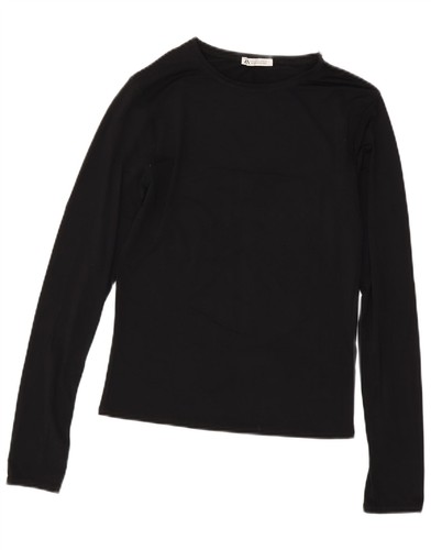 ZARA Womens Stretch Crop Top Long Sleeve UK 14 Large Black BT10 - Picture 1 of 3